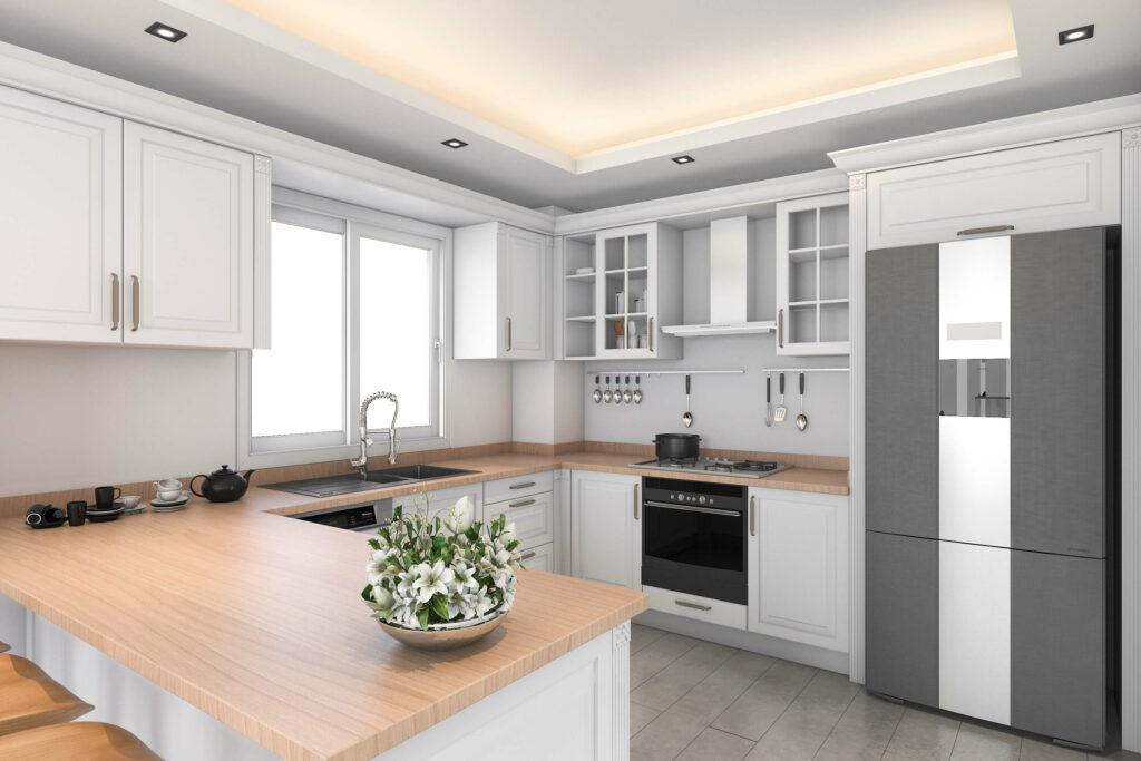 white and oak kitchen home improvements